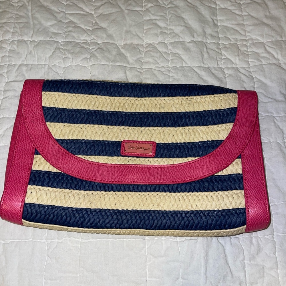 Lilly Pulitzer raffia clutch